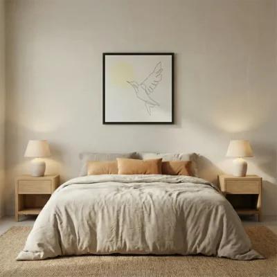 dessin oiseau minimaliste avec cadre flottant Dessin oiseau minimaliste