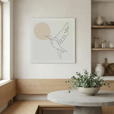 dessin oiseau minimaliste sur alu Dessin oiseau minimaliste