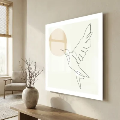dessin oiseau minimaliste sur plexiglass Dessin oiseau minimaliste