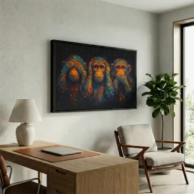 Tableau 3 singes pop art