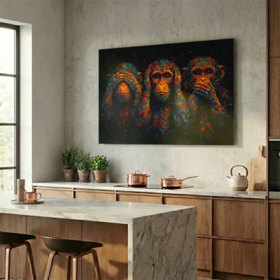 Tableau 3 singes pop art
