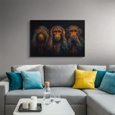 Tableau 3 singes pop art