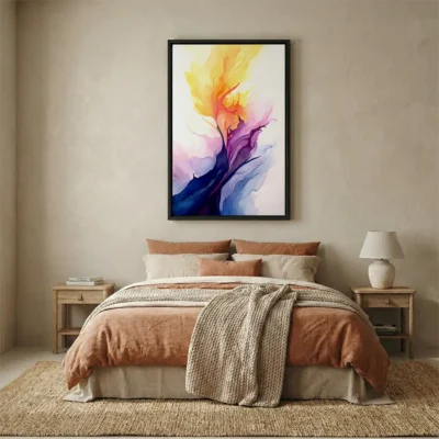tableau abstrait aquarelle avec cadre flottant Tableau abstrait aquarelle