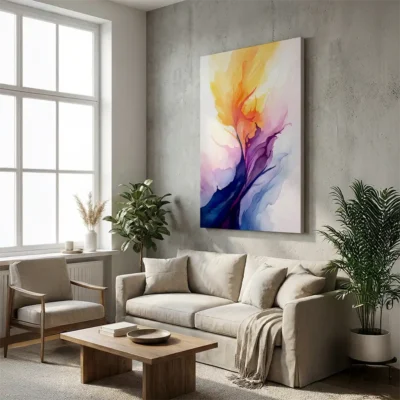 tableau abstrait aquarelle sur toile tendue Tableau abstrait aquarelle