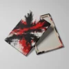tableau abstrait noir et rouge detail toile tendue Tableau abstrait noir et rouge