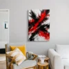 tableau abstrait noir et rouge sur toile tendue Tableau abstrait noir et rouge