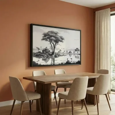 Tableau africain noir et blanc