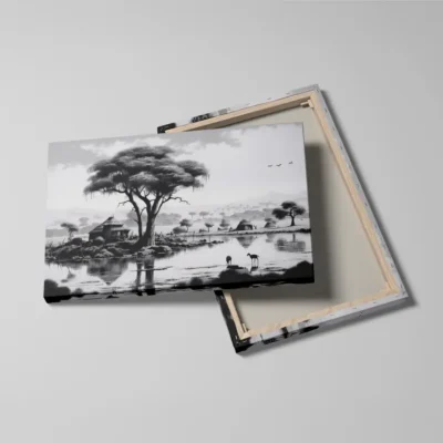 Tableau africain noir et blanc