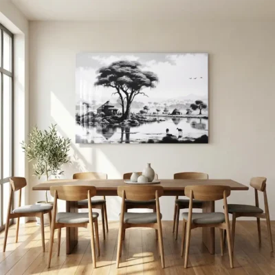 Tableau africain noir et blanc