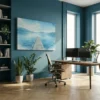 tableau aquarelle bleu sur toile tendue Tableau aquarelle bleu