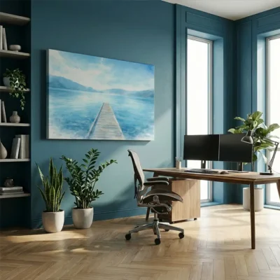 tableau aquarelle bleu sur toile tendue Tableau aquarelle bleu