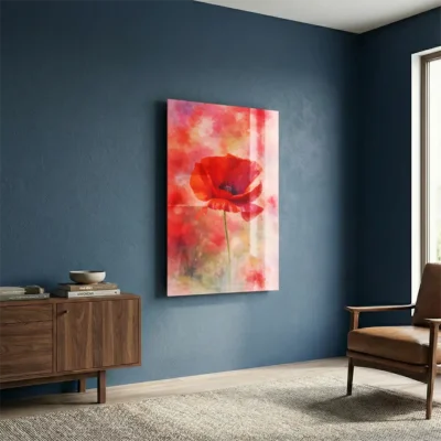 tableau aquarelle coquelicot sur plexiglass Tableau aquarelle coquelicot