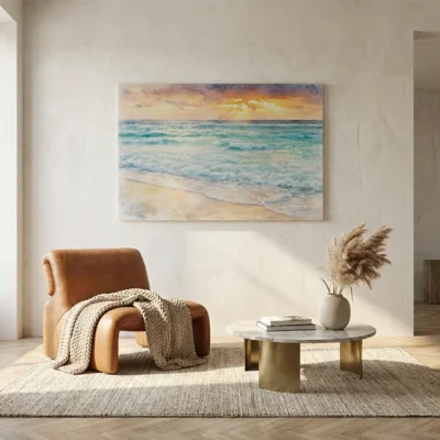 tableau aquarelle mer sur toile tendue Tableau aquarelle mer