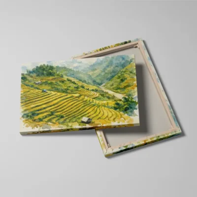 tableau aquarelle paysage detail toile tendue Tableau aquarelle paysage