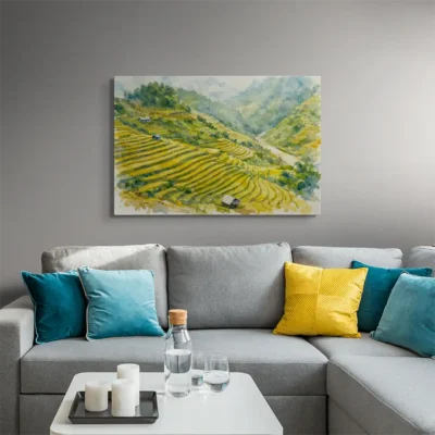 tableau aquarelle paysage sur toile tendue Tableau aquarelle paysage