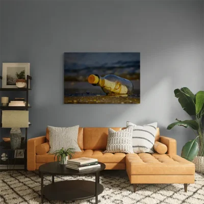 tableau bouteille a la mer sur toile tendue Tableau bouteille à la mer