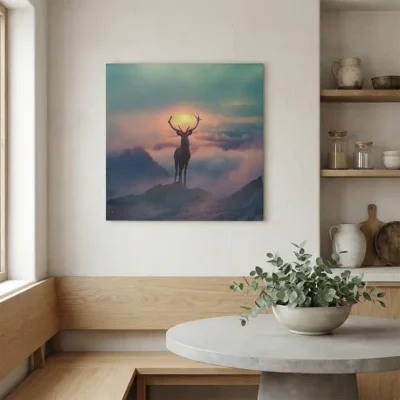 Tableau cerf montagne