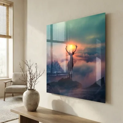 Tableau cerf montagne