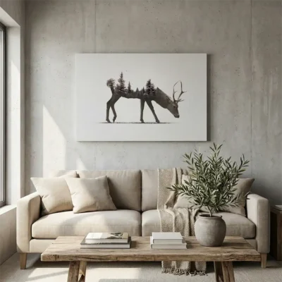 tableau cerf scandinave sur toile tendue Tableau cerf scandinave