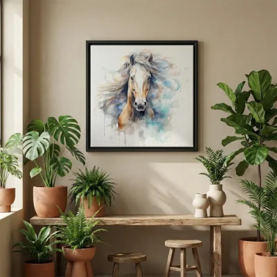 Tableau cheval aquarelle