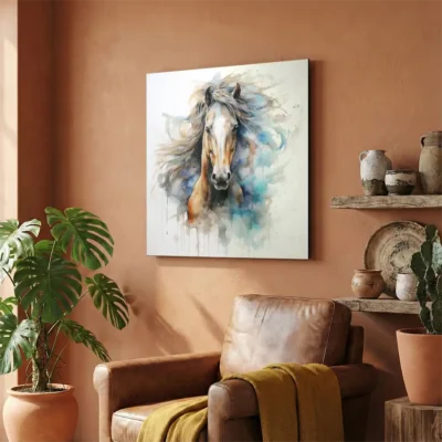 Tableau cheval aquarelle