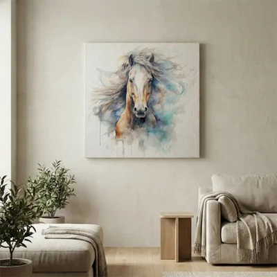 Tableau cheval aquarelle