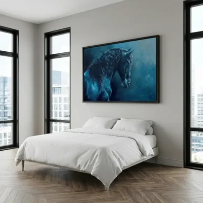 Tableau cheval bleu