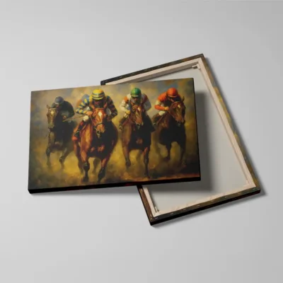 tableau chevaux de course detail toile tendue Tableau chevaux de course