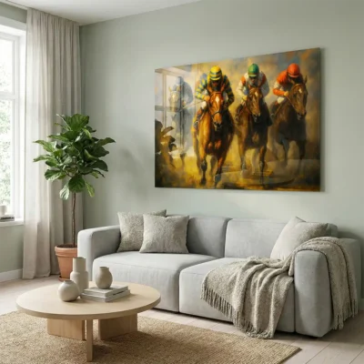 tableau chevaux de course sur plexiglass Tableau chevaux de course
