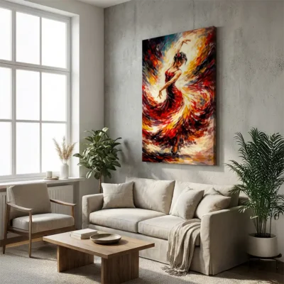 tableau danseuse flamenco abstrait sur toile tendue Tableau danseuse flamenco abstrait