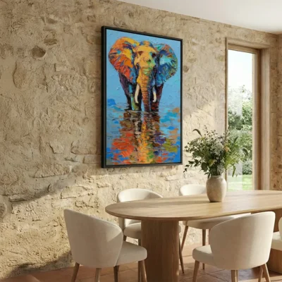 Tableau éléphant abstrait