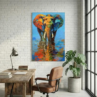 Tableau éléphant abstrait