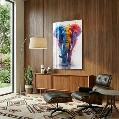 Tableau éléphant multicolore