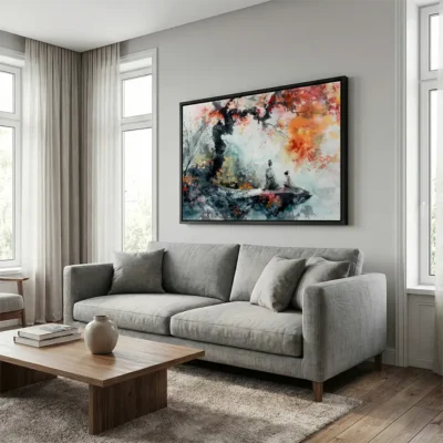 Tableau encre de chine et aquarelle