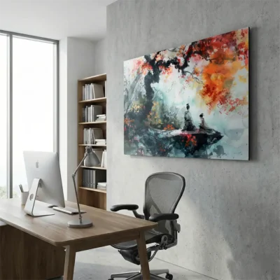 Tableau encre de chine et aquarelle