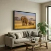 tableau famille elephant avec cadre flottant Tableau famille éléphant