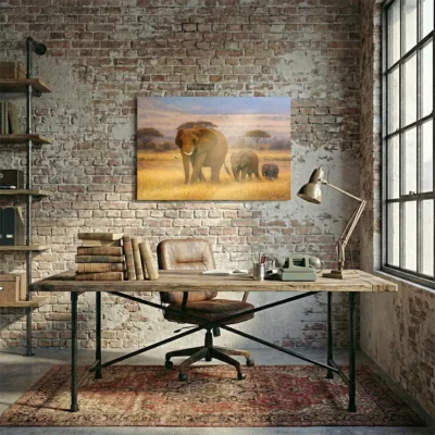 tableau famille elephant sur alu Tableau famille éléphant