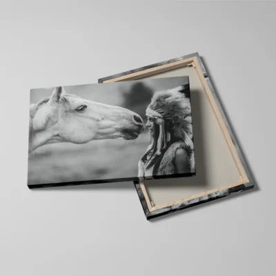 tableau femme et cheval detail toile tendue Tableau femme et cheval