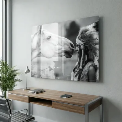 tableau femme et cheval sur plexiglass Tableau femme et cheval