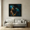 Tableau femme et perroquet