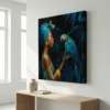 Tableau femme et perroquet
