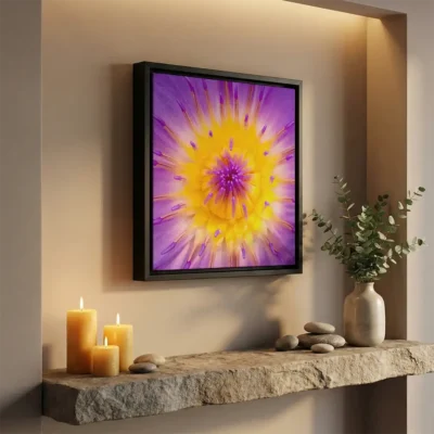 tableau fleur de lotus avec cadre flottant Tableau fleur de lotus