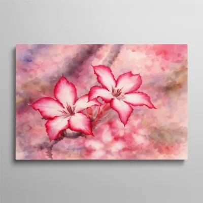 tableau fleurs aquarelle Tableau fleurs aquarelle lys roses et blancs sur fond pastel romantique, peinture florale délicate