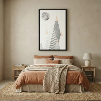 tableau geometrique scandinave avec cadre flottant Tableau géometrique scandinave