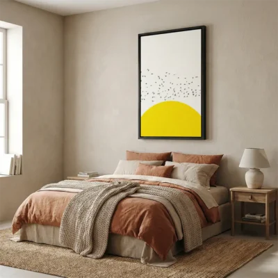 tableau jaune scandinave avec cadre flottant Tableau jaune scandinave