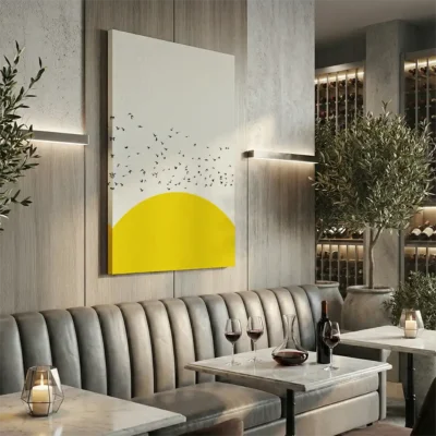 tableau jaune scandinave sur toile tendue Tableau jaune scandinave