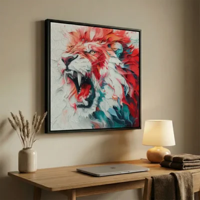 Tableau lion abstrait
