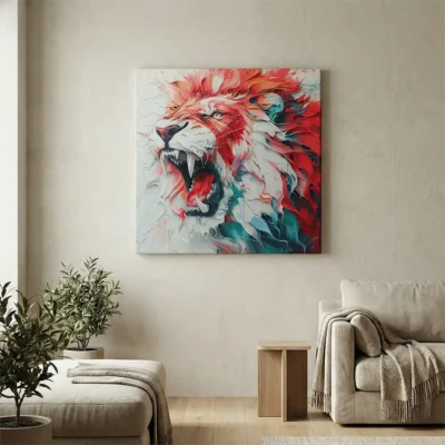 Tableau lion abstrait