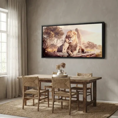 Tableau lion et lionceau