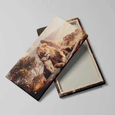 Tableau lion et lionceau